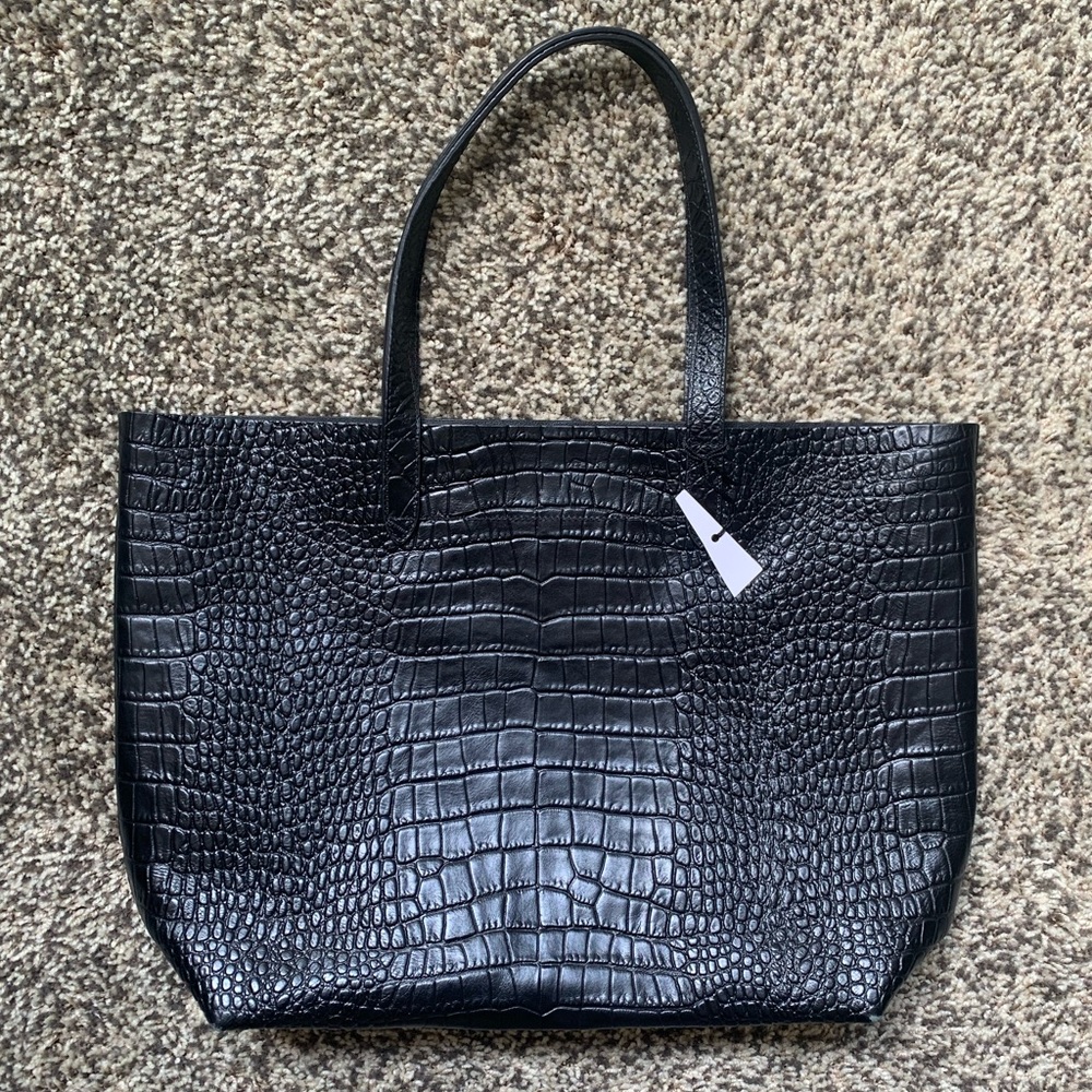 Rare Cuyana Large Croc-Embossed Structured Tote